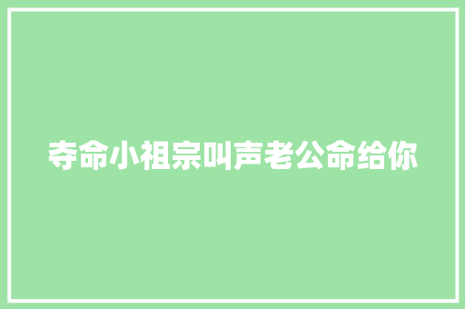 夺命小祖宗叫声老公命给你