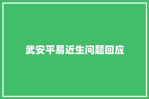 武安平易近生问题回应