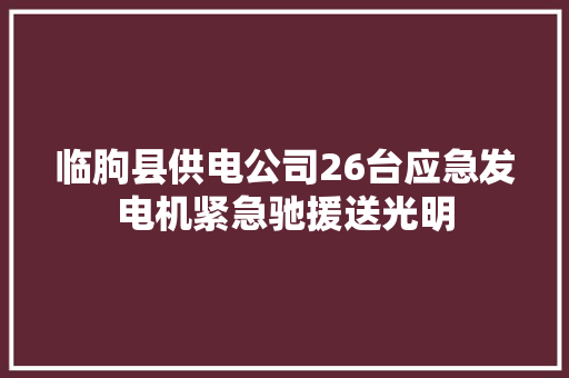 临朐县供电公司26台应急发电机紧急驰援送光明