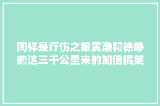 同样是疗伤之旅黄渤和徐峥的这三千公里来的加倍搞笑和治愈