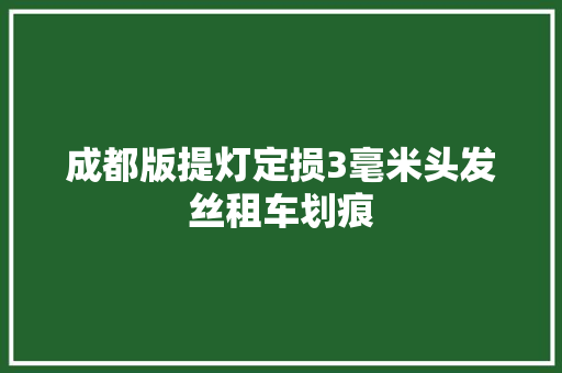 成都版提灯定损3毫米头发丝租车划痕