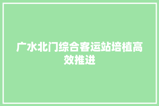 广水北门综合客运站培植高效推进 汽车知识