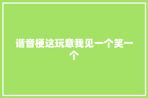 谐音梗这玩意我见一个笑一个