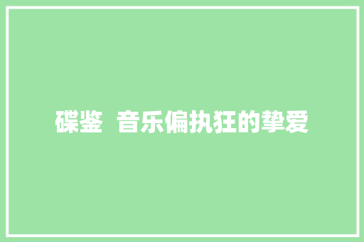 碟鉴  音乐偏执狂的挚爱