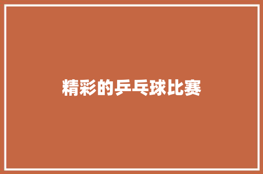 精彩的乒乓球比赛