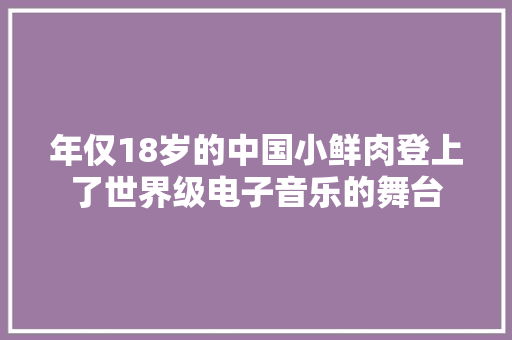 年仅18岁的中国小鲜肉登上了世界级电子音乐的舞台