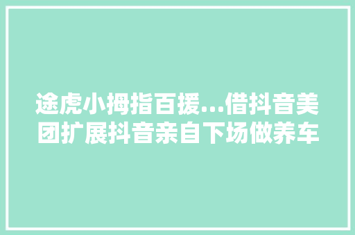 途虎小拇指百援…借抖音美团扩展抖音亲自下场做养车
