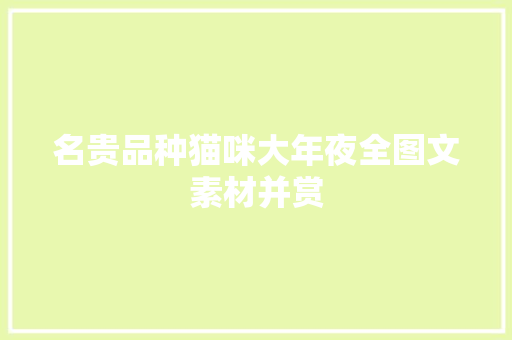 名贵品种猫咪大年夜全图文素材并赏