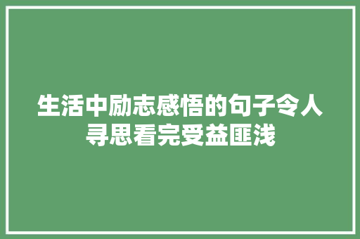生活中励志感悟的句子令人寻思看完受益匪浅