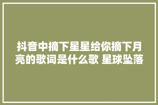 抖音中摘下星星给你摘下月亮的歌词是什么歌 星球坠落歌词在哪听