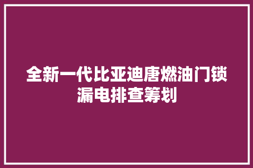 全新一代比亚迪唐燃油门锁漏电排查筹划