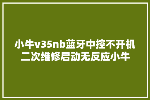 小牛v35nb蓝牙中控不开机二次维修启动无反应小牛