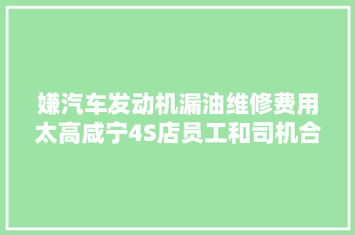 嫌汽车发动机漏油维修费用太高咸宁4S店员工和司机合谋制造车祸骗保
