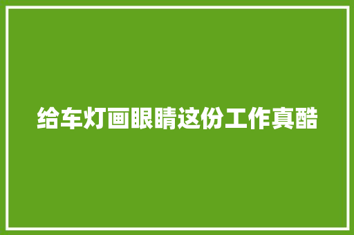 给车灯画眼睛这份工作真酷