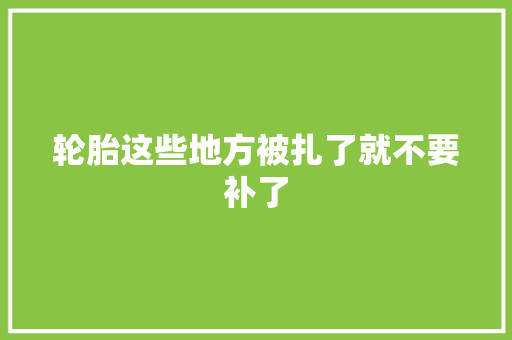 轮胎这些地方被扎了就不要补了