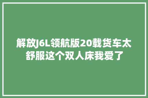 解放J6L领航版20载货车太舒服这个双人床我爱了