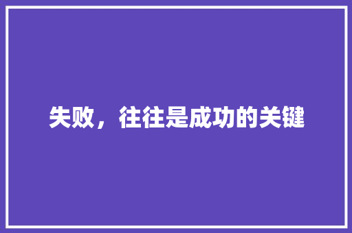 失败，往往是成功的关键