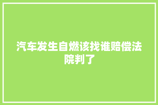 汽车发生自燃该找谁赔偿法院判了