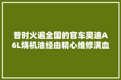 昔时火遍全国的官车奥迪A6L烧机油经由精心维修满血复生