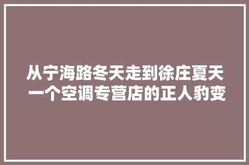 从宁海路冬天走到徐庄夏天 一个空调专营店的正人豹变