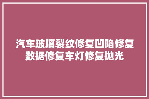 汽车玻璃裂纹修复凹陷修复数据修复车灯修复抛光