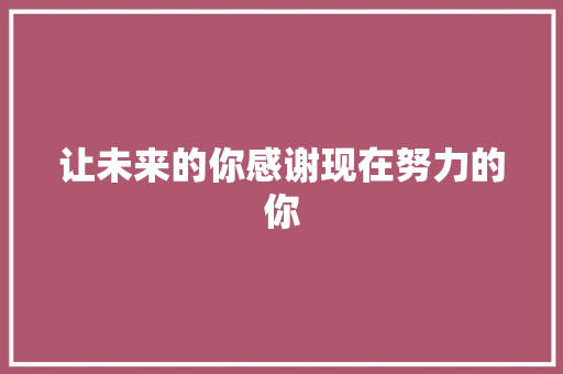 让未来的你感谢现在努力的你