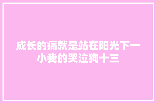成长的痛就是站在阳光下一小我的哭泣狗十三