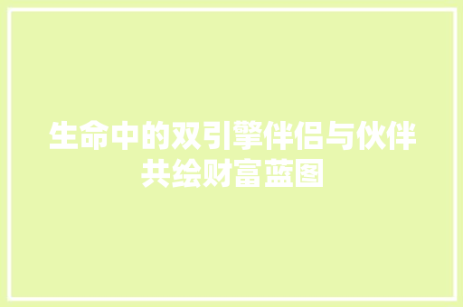 生命中的双引擎伴侣与伙伴共绘财富蓝图