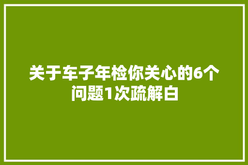 关于车子年检你关心的6个问题1次疏解白