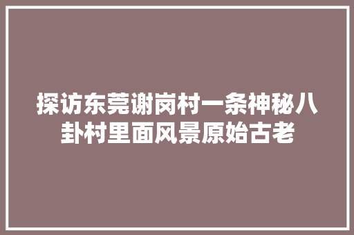 探访东莞谢岗村一条神秘八卦村里面风景原始古老