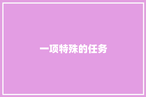 一项特殊的任务