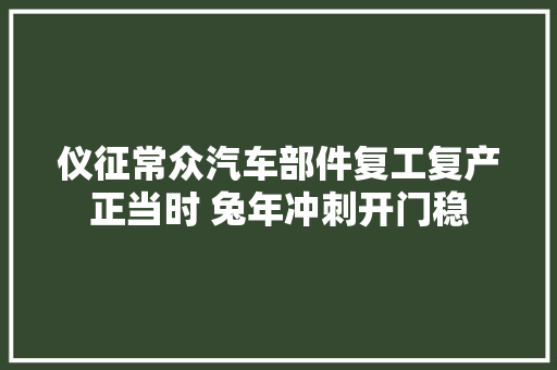 仪征常众汽车部件复工复产正当时 兔年冲刺开门稳