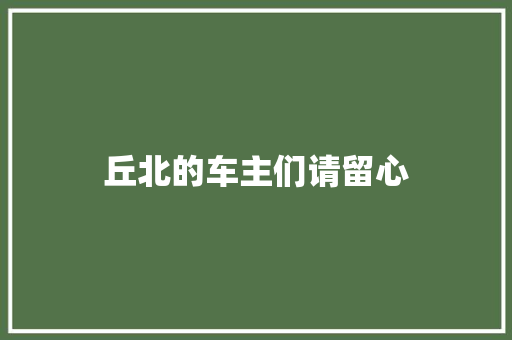 丘北的车主们请留心