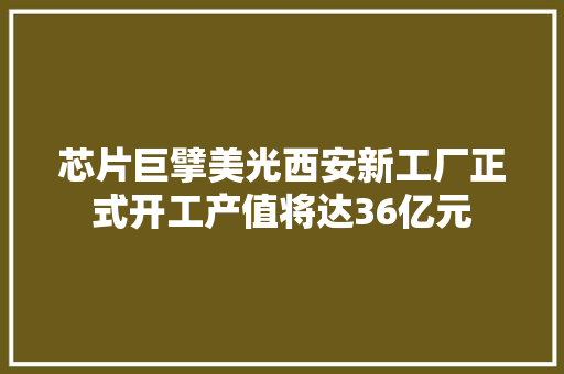 芯片巨擘美光西安新工厂正式开工产值将达36亿元