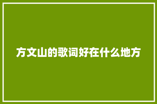 方文山的歌词好在什么地方