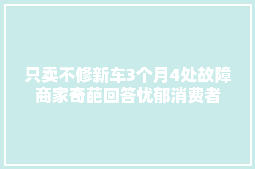 只卖不修新车3个月4处故障商家奇葩回答忧郁消费者