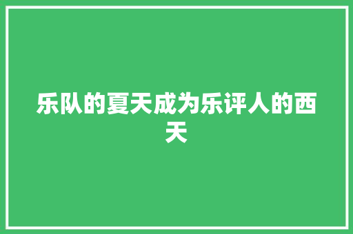 乐队的夏天成为乐评人的西天