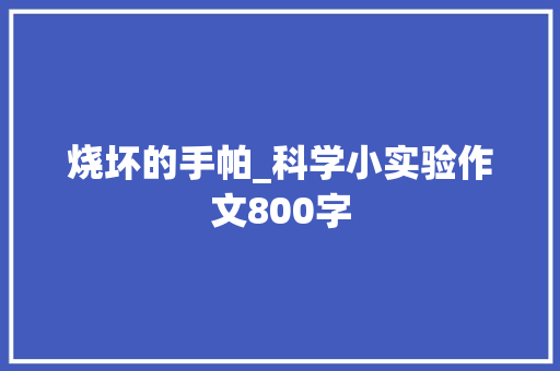 烧坏的手帕_科学小实验作文800字