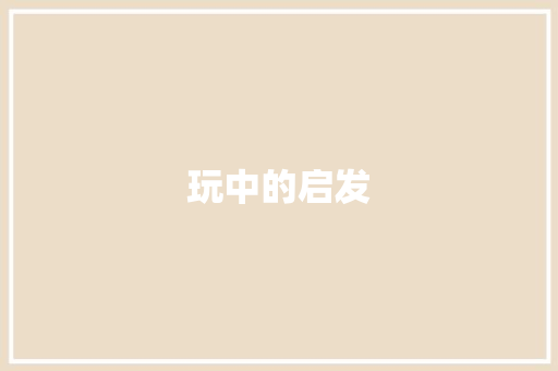 玩中的启发