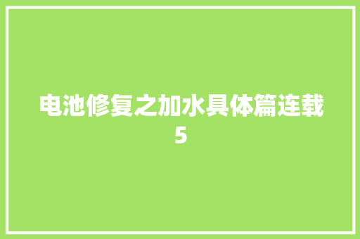 电池修复之加水具体篇连载5