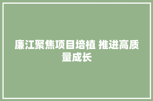 廉江聚焦项目培植 推进高质量成长