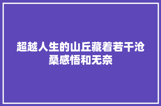 超越人生的山丘藏着若干沧桑感悟和无奈
