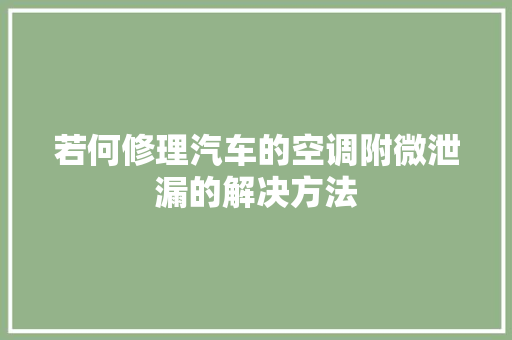 若何修理汽车的空调附微泄漏的解决方法