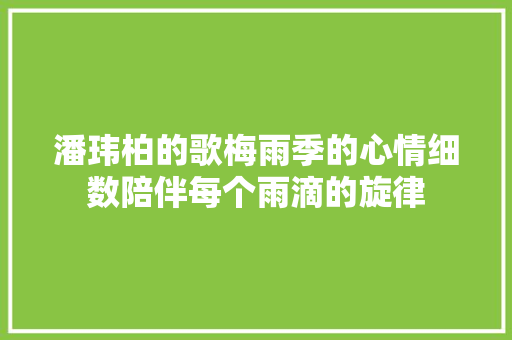 潘玮柏的歌梅雨季的心情细数陪伴每个雨滴的旋律