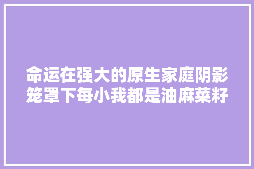 命运在强大的原生家庭阴影笼罩下每小我都是油麻菜籽