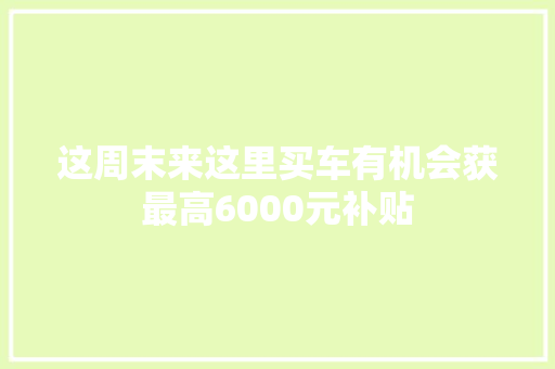 这周末来这里买车有机会获最高6000元补贴