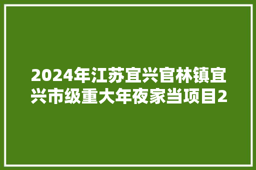 2024年江苏宜兴官林镇宜兴市级重大年夜家当项目20项