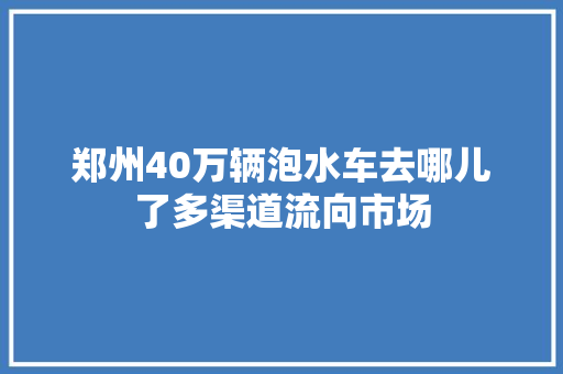 郑州40万辆泡水车去哪儿了多渠道流向市场