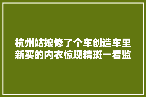 杭州姑娘修了个车创造车里新买的内衣惊现精斑一看监控竟是他
