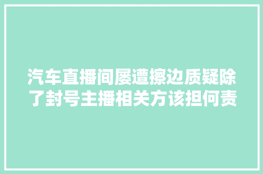 汽车直播间屡遭擦边质疑除了封号主播相关方该担何责